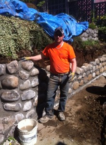 Rock wall remove and replace in Burnaby, BC, Canada